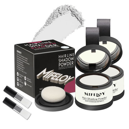 Picture of Mifeloy 2 Pack Root Touch Up Shadow Powder, Gray Hair Cover Up, Women Color Root Coverage Powder for Thinning Grey Hairline, Men Instantly Concealer Hair Loss Beard Line Eyebrow, White