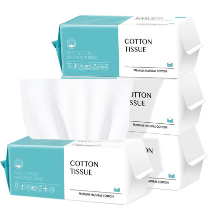 Picture of Disposable Face Towel 400 Count, Soft Cotton Facial Dry Wipes, Multi-Purpose for Skin Care, Makeup Remover, Face Wipes and Facial Cleansing
