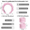 Picture of Spa Headbands for Washing Face or Makeup Wristband Set, Sponge Bubble Skincare Headbands, Puffy Terry Cloth Hairband for Women, Skin Care Makeup Headwear Hair Accessories for Girls(Pink)