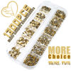 Picture of qiipii 1300Pcs Mine Gold Nail Rhinestones 60 Multi Shapes Flatback metallic golden Rhinestones Gems +1240 Round Beads K9 Glass Nail Stones Diamonds Nail Art Supplies for Nails Faces Eyes Makeup Crafts