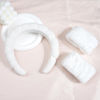 Picture of Ayesha White Spa Headband and Wristband Set for Skincare Makeup Headband Wrist Cuffs for Washing Face Bubble Skincare Hairband for Women Girls (White set)