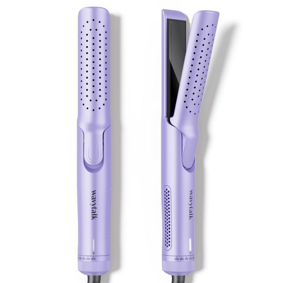 Picture of Wavytalk Airflow Styler Curling Iron with 360° Cooling Air, Hair Straightener and Curler 2 in 1, Adjustable Temp. for All Hair Types, Lock in Curls Quicker, Dual Voltage, Purple
