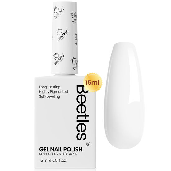 Picture of Beetles Gel Nail Polish, 15ml White Gel Polish Nail Gel Pure Elegance, Soak Off UV LED Nail Lamp, Home Salon DIY Design Art Manicure Gifts for Women, 1Pcs 0.5Oz Colorful Bottle Gel