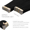 Picture of WENNALIFE Tape in Hair Extensions Human Hair, 40pcs 80g 12 inch Jet Black Hair Extensions Real Human Hair Straight Tape in Extensions Invisible Human Hair Extensions Reusable Real Hair Extensions