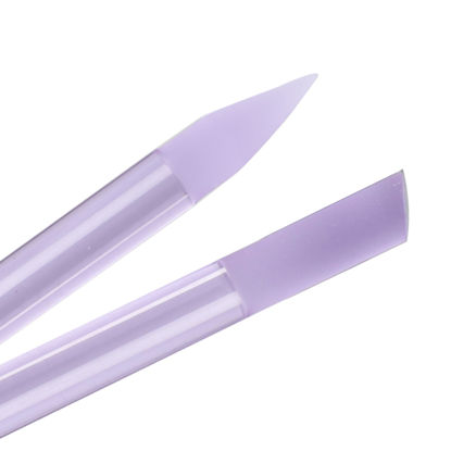 Picture of Bona Fide Beauty Glass Cuticle Pusher - 1Pc Purple Nail Care Tool. Dual Ended Manicure Tool with Pointed and Slanted End.