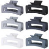 Picture of Sisiaipu 6 Pack Hair Clips, 3.5 Inch Medium Hair Claw Clips for Women and Girls - Grey