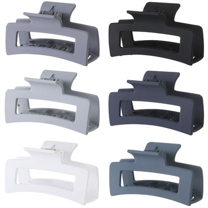 Picture of Sisiaipu 6 Pack Hair Clips, 3.5 Inch Medium Hair Claw Clips for Women and Girls - Grey