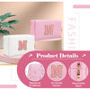Picture of Personalized Initial Preppy Patch Makeup Bag,Small Leather Chenille Letter Cosmetic Bag with Zipper for Teen Girl,Pink Cute Travel Toiletry Bag,Birthday Valentines Day Monogrammed Gift for Daughter, V