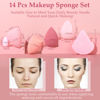 Picture of 14 Pcs Makeup Sponge Set,Beauty Sponges Blender with 4 Pcs Powder Puff and 4 Pcs Mini Make up Sponges Valentine's Day,Mother's Day for Women Liquid,Foundation,Powder,Concealer,Cream(Pink)