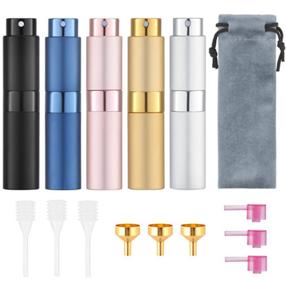 Picture of Tekson Travel Perfume Atomizer Refillable 8ml (5 PCS), Travel Cologne Sprayer Mini, Perfume Bottle Empty Small (5 Colors)