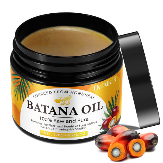 Picture of TKTALKER Raw Batana Oil for Hair Growth, 100% Pure Batana Oil, Dr. Sebi Batana Oil from Honduras, Organic, Unrefined, Prevents Hair Loss, Hair Care, Enhances Hair Thickness in Men & Women 4.2 oz