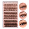 Picture of Yawamica Brown Lash Clusters Fluffy Eyelash Extension 10-16mm Individual Lashes D Curl Eyelash Clusters 40D+50D+70D Volume 300pcs Cluster Lashes Pestañas Pelo a Pelo DIY Lash Extension at Home
