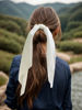 Picture of Pack of 2 Knotted Bow Hair Scrunchies Elastic Hair Scarf Hair Ties Bands Silky Satin Hair Ribbon Scrunchy Ponytail Holder for Women and Girls (White)
