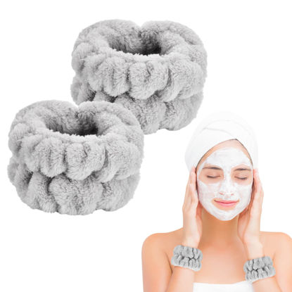 Picture of 2 Pcs Wrist Towels for Washing Face-Dorbetar, Microfiber Wrist Bands for Washing Face, Spa Wristbands for Washing Face, Face Wash Wristbands, Arm Bands for Washing Face for Woman Children（Pale Gray）