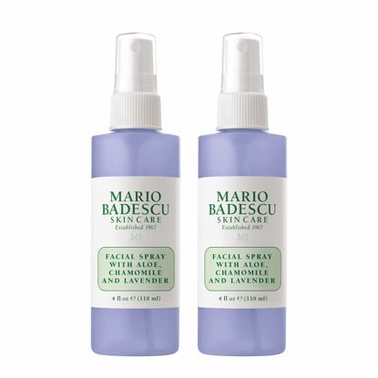 Picture of Mario Badescu Facial Spray with Aloe, Chamomile and Lavender for All Skin Types | Face Mist that Hydrates and Restores Balance & Brightness | 4 FL OZ, 2 Count (Pack of 1)