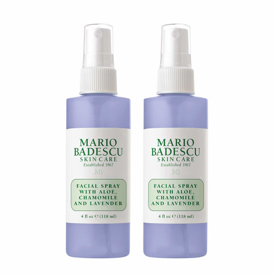 Picture of Mario Badescu Facial Spray with Aloe, Chamomile and Lavender for All Skin Types | Face Mist that Hydrates and Restores Balance & Brightness | 4 FL OZ, 2 Count (Pack of 1)