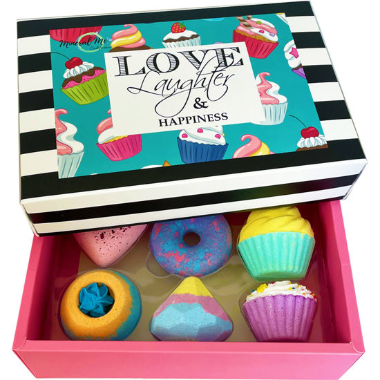 Picture of Valentine Bath Bombs Gift Set - 6pc Aromatherapy Natural Bath Bombs with Organic Ingredients, Skin Moisturizing Bubble Bath Fizzy, Gentle for Kids, Relaxing Birthday Bath Bombs for Girls, Women, Kids