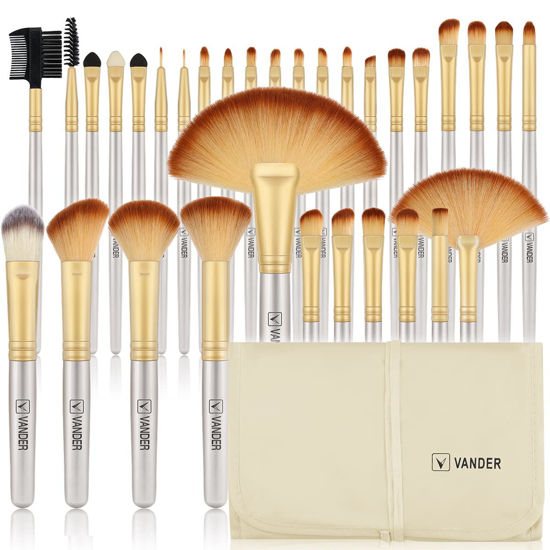 Picture of Make up Brushes, VANDER Professional 32pcs Makeup Brush Set, Makeup Brushes Set Foundation Blending Cosmetic Brush Set Kit,Champagne