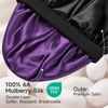 Picture of Umisleep 22 Momme 100% Real Mulberry Silk Bonnet for Sleeping Women, Large Hair Care Bonnet for Long Curly Hair, Double Layer Silk Hair Wrap with Soft Elastic Band, Non-Slip Sleep Cap, Black+Purple