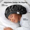 Picture of Umisleep 22 Momme 100% Real Mulberry Silk Bonnet for Sleeping Women, Large Hair Care Bonnet for Long Curly Hair, Double Layer Silk Hair Wrap with Soft Elastic Band, Non-Slip Sleep Cap, Black+Purple