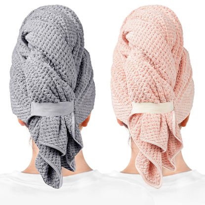 Picture of ROLSHOL 2 Packs Large Microfiber Hair Towels for Women, Super Absorbent & Quick Dry Hair Towel Wrap for Curly Hair Long & Short Hair- Anti-Frizz Hair Turbans for Wet Hair - 27.5''*39.4''