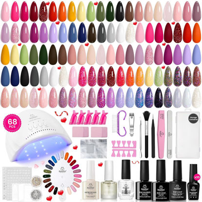 Picture of Beetles Gel Nail Polish Kit with U V Light 68PCS Glitter Red Classic Blue Gel Nail kit 35 Colors for Beginners with Everything Gel Manicure Tools, At Home Gel Polish Valentine's Day Gifts for Women