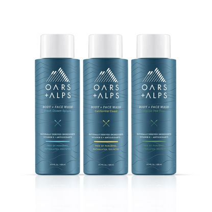 Picture of Oars + Alps Men's Moisturizing Body and Face Wash, Skin Care Infused with Vitamin E and Antioxidants, Sulfate Free, Variety, 3 Pack