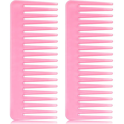 Picture of Large Detangling Wide Tooth Comb for Curly, Wet/Dry Hair - Styling, Shampoo and Detangling Comb (Pink)