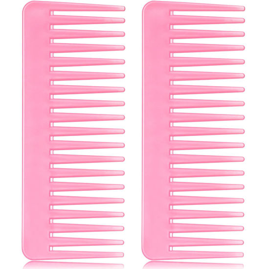 Picture of Large Detangling Wide Tooth Comb for Curly, Wet/Dry Hair - Styling, Shampoo and Detangling Comb (Pink)