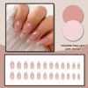 Picture of YOSOMK French Tip Fake Nails Almond Medium Press on Nails with Sequins Designs Glossy Full Cover False Nails Nude Glue on Acrylic Nails Manicure for Women