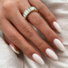 Picture of YOSOMK White Fake Nails Medium Almond Press on Nails with Design Pure Color Glossy Stick on Nails Acrylic Glue on False Nails for Women