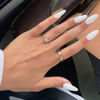Picture of YOSOMK White Fake Nails Medium Almond Press on Nails with Design Pure Color Glossy Stick on Nails Acrylic Glue on False Nails for Women