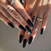 Picture of YOSOMK Black Press on Nails Medium Almond Fake Nails with Solid Color Designs Glossy Full Cover False Nails for Women and Girls