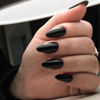 Picture of YOSOMK Black Press on Nails Medium Almond Fake Nails with Solid Color Designs Glossy Full Cover False Nails for Women and Girls