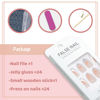 Picture of YOSOMK Cute Medium Fake Nails Almond Shaped Press on Nails with White Flower Design Glossy Glue on Static Nails French Tip Stick on Acrylic Nails for Women