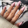 Picture of YOSOMK Light Pink Press on Nails Almond Shaped Fake Nails Medium Glossy Stick on Nails Pure Color Glue on Nails Acrylic Full Cover False Nails for Women