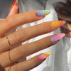 Picture of YOSOMK Medium Fake Nails Almond Shaped Press on Nails with Colorful Designs Glossy Rainbow False Nails Glue on Artificial Nails for Women