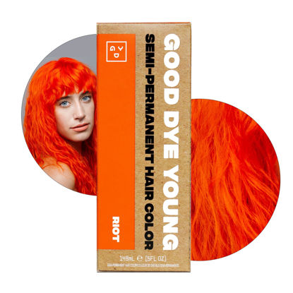 Picture of Good Dye Young Semi-Permanent Hair Color, Vegan and Cruelty-Free Orange Hair Dye, Last up to 24 Washes, Non-Damaging Conditioning Hair Color (5FL OZ, Riot)