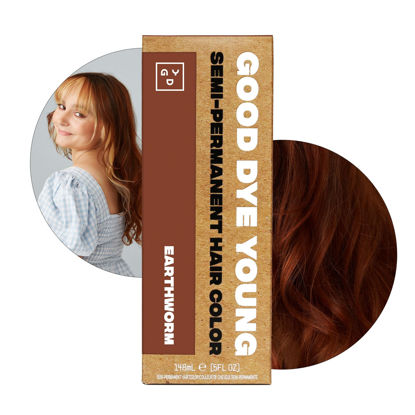 Picture of Good Dye Young Semi-Permanent Hair Color, Vegan and Cruelty-Free Brown Hair Dye, Last up to 24 Washes, Non-Damaging Conditioning Hair Color (5FL OZ, Earthworm)