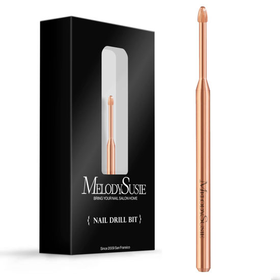 Picture of MelodySusie Cuticle Clean Nail Drill Bit 3/32'', Professional Safety Carbide Under Nail Cleaner Nail Bit for Cuticle Dead Skin Nail Prepare, Two Way Rotate, Nail Salon Supply(Rose Gold, Coarse)