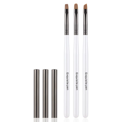 Picture of INENK White Nail Art Clean Up Brushes for Cleaning Polish Mistakes on the Cuticles, Acetone Resistant Nail Brush, Fingernail Cleaning Brushes for Nail Art and Designs (Round&flat&Bevel)