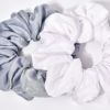 Picture of XL Big Silk Scrunchies Hair Ties for Women - CEELGON Oversized Black Satin Silk Scrunchie Exra Large Jumbo Gaint Soft Pink Chiffon Cute Scrunchy for Curl Thick Hair 4 Pack (Black White)
