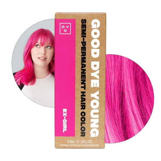 Picture of Good Dye Young Semi-Permanent Hair Color, Vegan and Cruelty-Free Pink Hair Dye, Last up to 24 Washes, Non-Damaging Conditioning Hair Color (5FL OZ, Ex Girl)