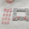 Picture of Square Press on Nails Short Cute Purple French Tip False Nails with White Flower Designs Pink Full Cover Faux Nails Press ons for Women Fake Nails 24 Pcs