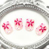Picture of Press on Nails Square Fake Nails Short Pink Full Cover Acrylic Nails Flower Design Glue on Nails Glossy False Nails Press ons Artificial Stick on Nails for Women 24Pcs