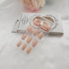 Picture of White French Tip Press on Nails Short Medium False Nails Square Fake Nails Nude Full Cover Faux Nails Press ons for Women Daily Wear Simple 24 Pcs