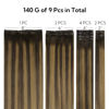 Picture of HOTBANANA Clip in Hair Extensions Real Human Hair 140g 9pcs 16 inch Dark Brown to Chestnut Brown Clip in Human Hair Extensions Straight Remy Hair Extensions Full Head