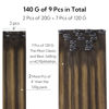 Picture of HOTBANANA Clip in Hair Extensions Real Human Hair 140g 9pcs 22 inch Dark Brown to Chestnut Brown Clip in Human Hair Extensions Straight Remy Hair Extensions Full Head