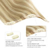 Picture of HOTBANANA Clip in Hair Extensions Light Blonde Highlighted Golden Blonde(Grey Tone) 16 inch 130g 7pcs Clip in Remy Human Hair Extensions Straight Hair Invisi Edge Clip Hair Full Head