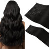 Picture of HOTBANANA Clip in Hair Extensions Real Human Hair 140g 9pcs 16 inch Natural Black Clip in Human Hair Extensions Straight Remy Hair Extensions Full Head